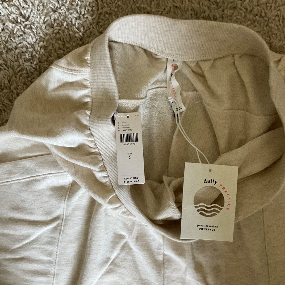 ANTHROPOLOGIE DAILY PRACTICE RELAXED JOGGER. SIZE: S. IVORY. - Picture 8 of 10